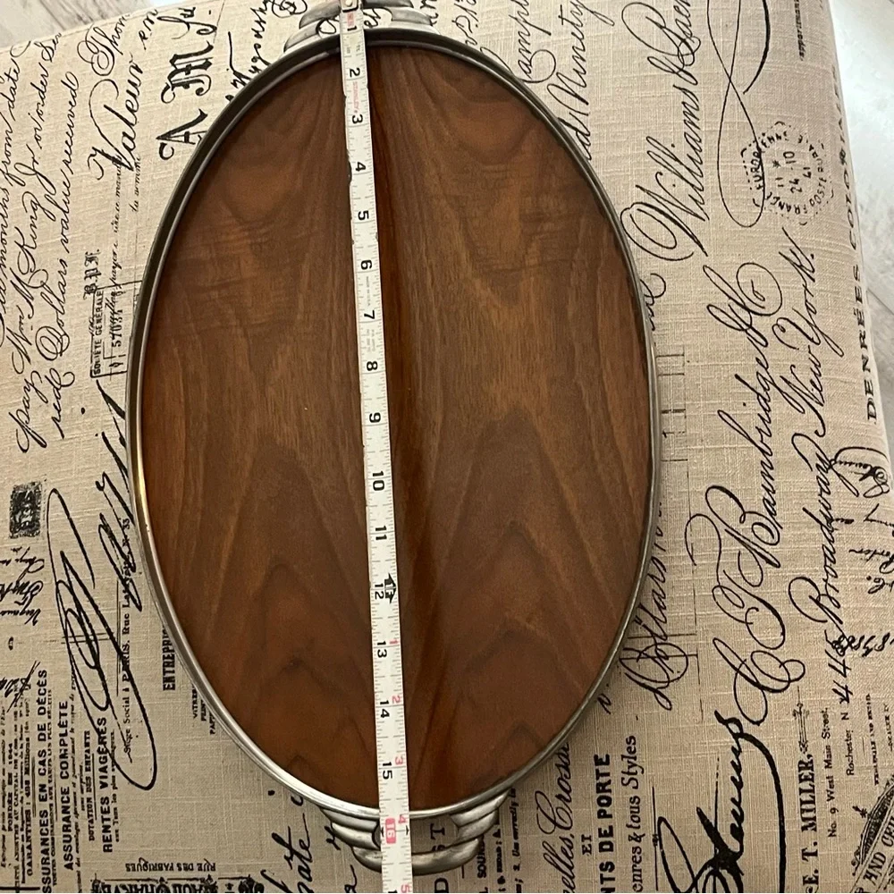 Vintage Royal Holland Teak
Wood Oval Tray Pewter Frame Rim 16.75" MCM
1950's - Picture 9 of 14